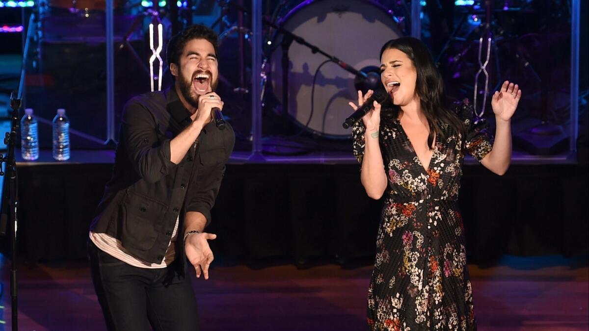 Darren Criss and Lea Michele gleefully on joint tour talk music